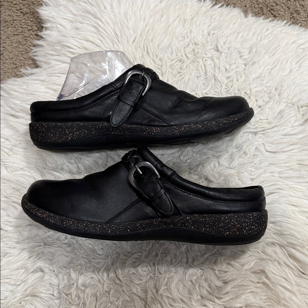 Aetrex‎ Black Leather Libby Comfort Clog Women’s Size 11 US 43 EU - Picture 2 of 10